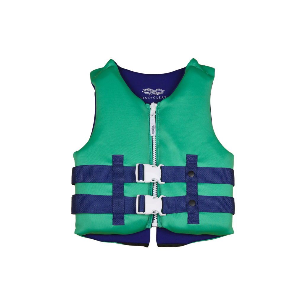 Line + Cleat United States Coast Guard Approved Stylish Children's Life Jacket PFD life vest Child 50-90 lbs Green youth kids