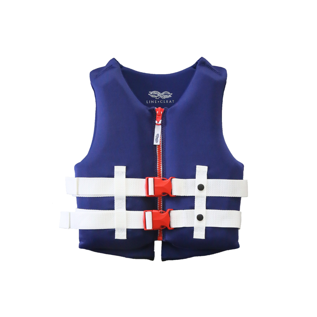 Line + Cleat United States Coast Guard Approved Stylish Children's Life Jacket PFD life vest Child 50-90 lbs Navy youth kids